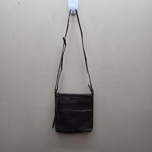 Estalon Women's Leather Crossbody Handbag Shoulder Bag Lagenlook College Brown